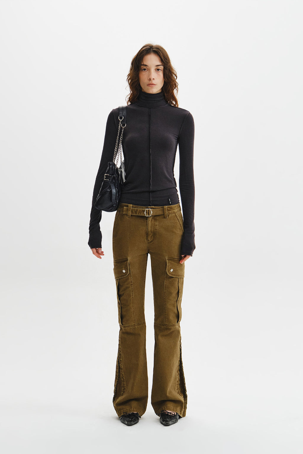 Matin Kim - Multi Hook Bootcut Cargo Pants (Khaki) product image 13 | TRAB K-Fashion Australia
