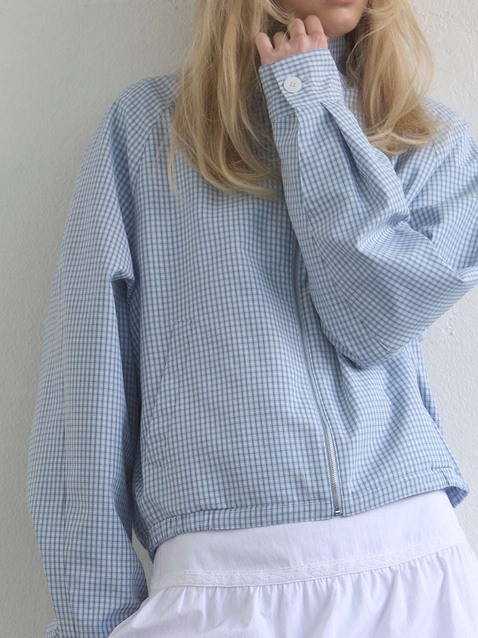 Kijun - Regular Check Blouson (Sky Blue) product image 4 | TRAB K-Fashion Australia