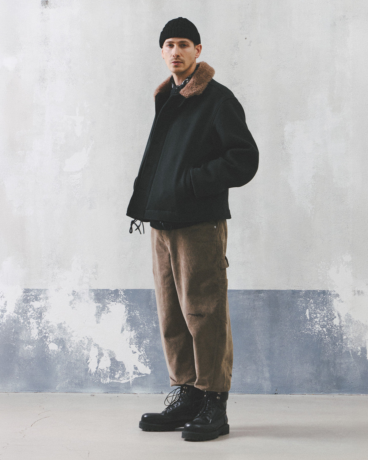 Eastlogue - N-1 Deck Jumper (Charcoal Melton Wool) product image 1 | TRAB K-Fashion Australia