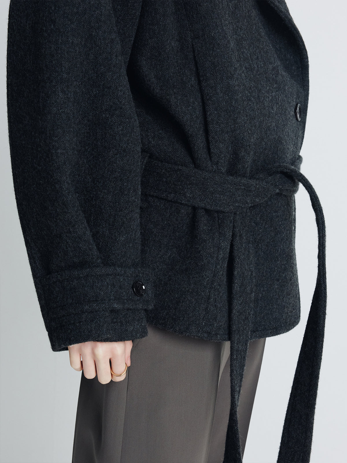 Tonywack - Wool Asymmetrical Short Coat (Anthracite) product image 7 | TRAB K-Fashion Australia