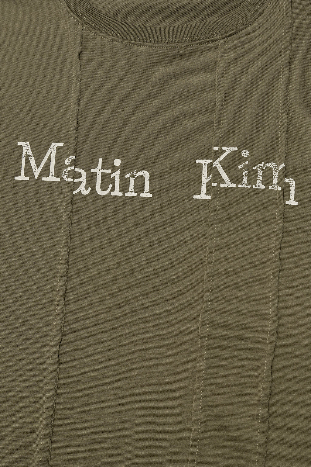 Matin Kim - Unbalance Typo Logo Crop Top (Khaki) product image 4 | TRAB K-Fashion Australia