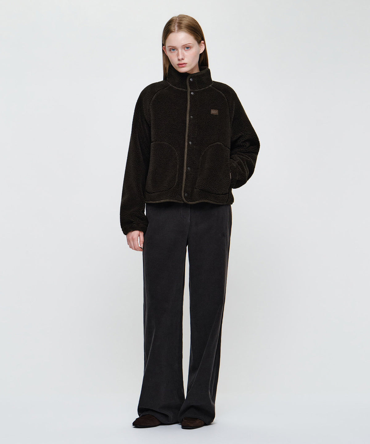 Marithe & Francois Girbaud - High Neck Fleece Jacket (Dark Brown) product image 6 | TRAB K-Fashion Australia