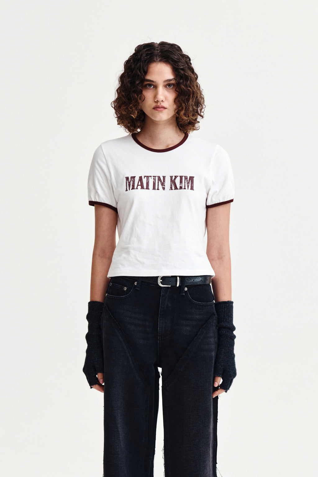 Matin Kim - Stud Logo Ringer Top (White) product image 10 | TRAB K-Fashion Australia