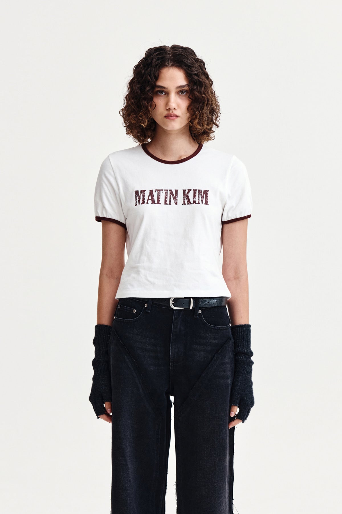 Matin Kim - Stud Logo Ringer Top (White) product image 10 | TRAB K-Fashion Australia