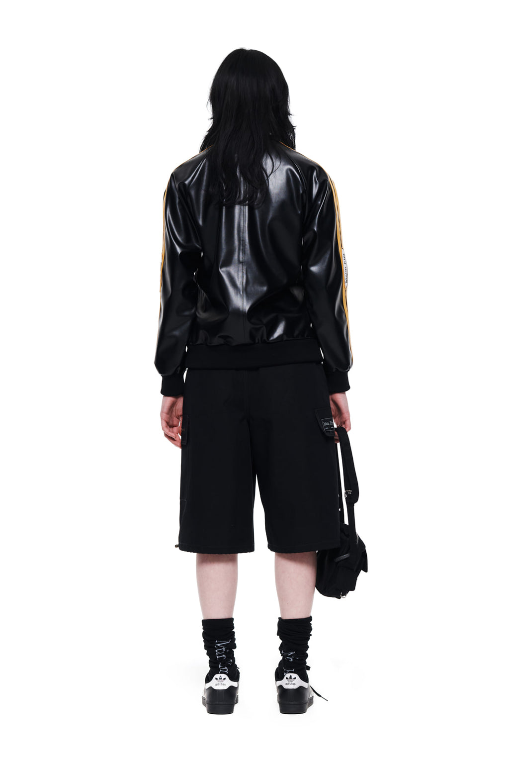 Matin Kim - Faux Leather Stadium Jumper (Black) product image 7 | TRAB K-Fashion Australia