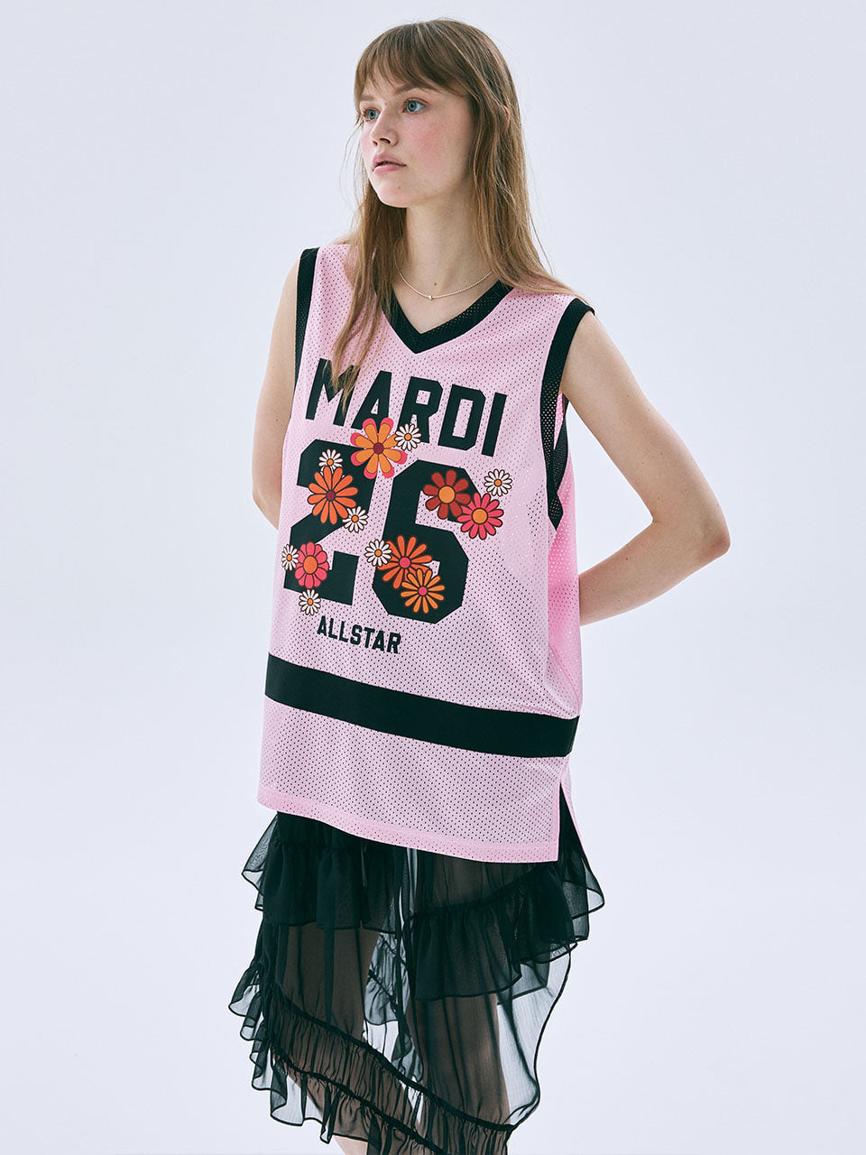Mardi Mercredi - Mesh Jersey Top Sleeveless Blossom (Pink) product image 1 | TRAB K-Fashion Australia