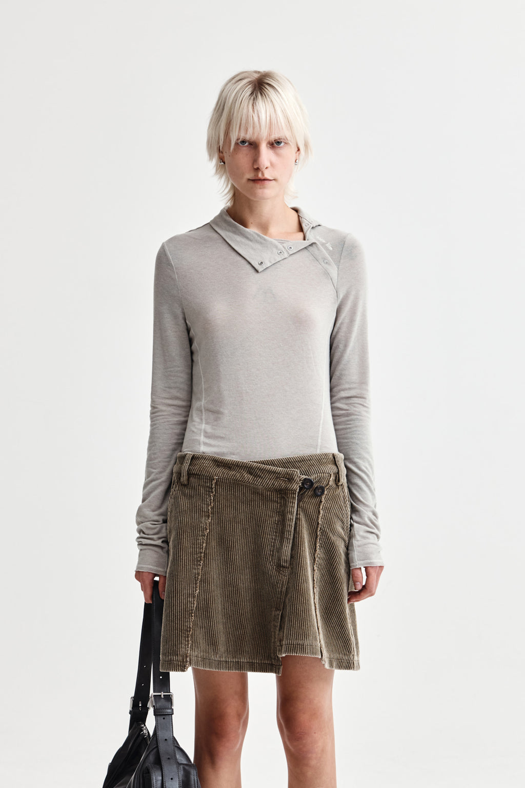 Matin Kim - Button Slit Half Neck Top (Beige) product image 1 | TRAB K-Fashion Australia