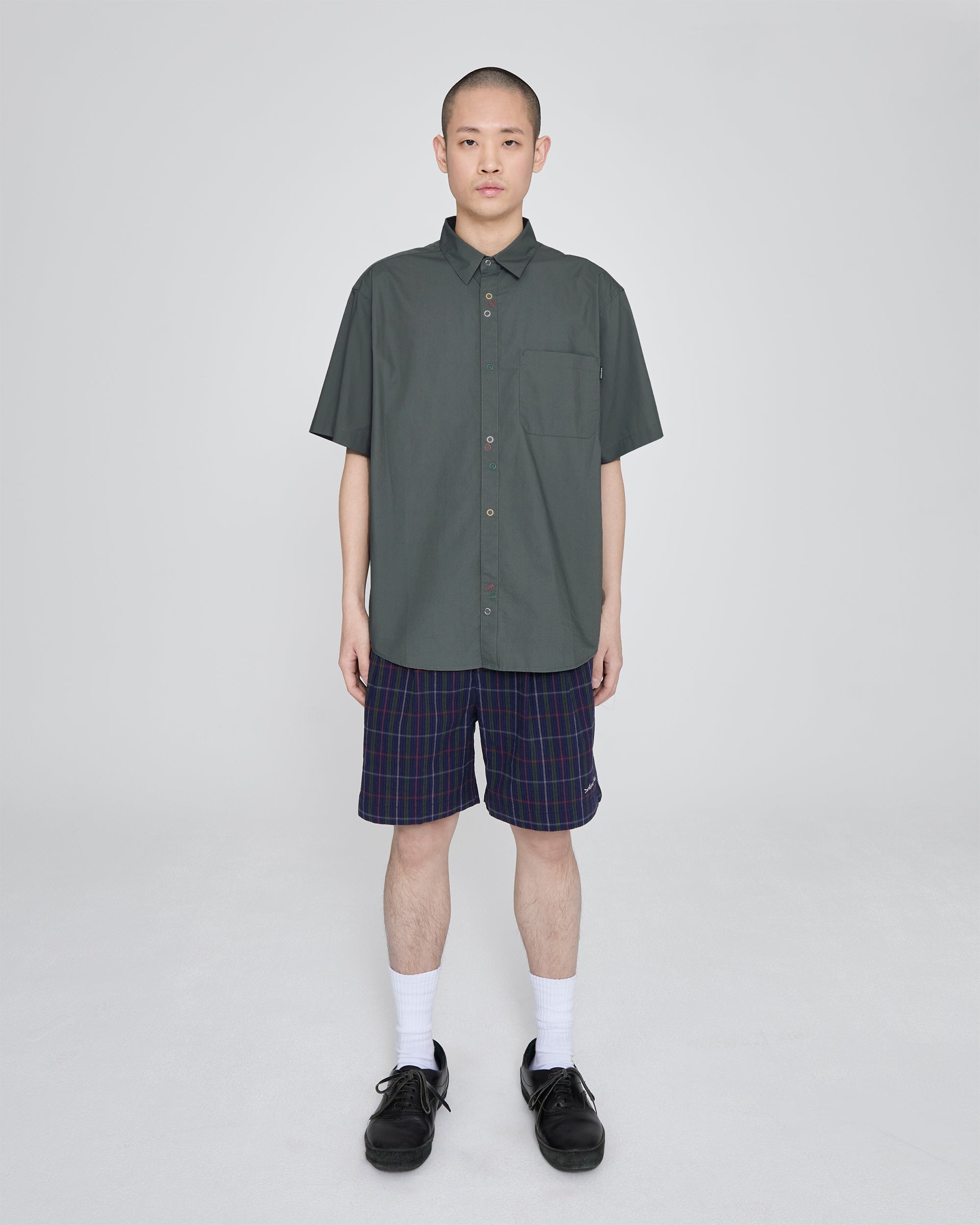 yeseyesee - Crinkled Fabric Check Shorts (Blue) product image 7 | TRAB K-Fashion Australia