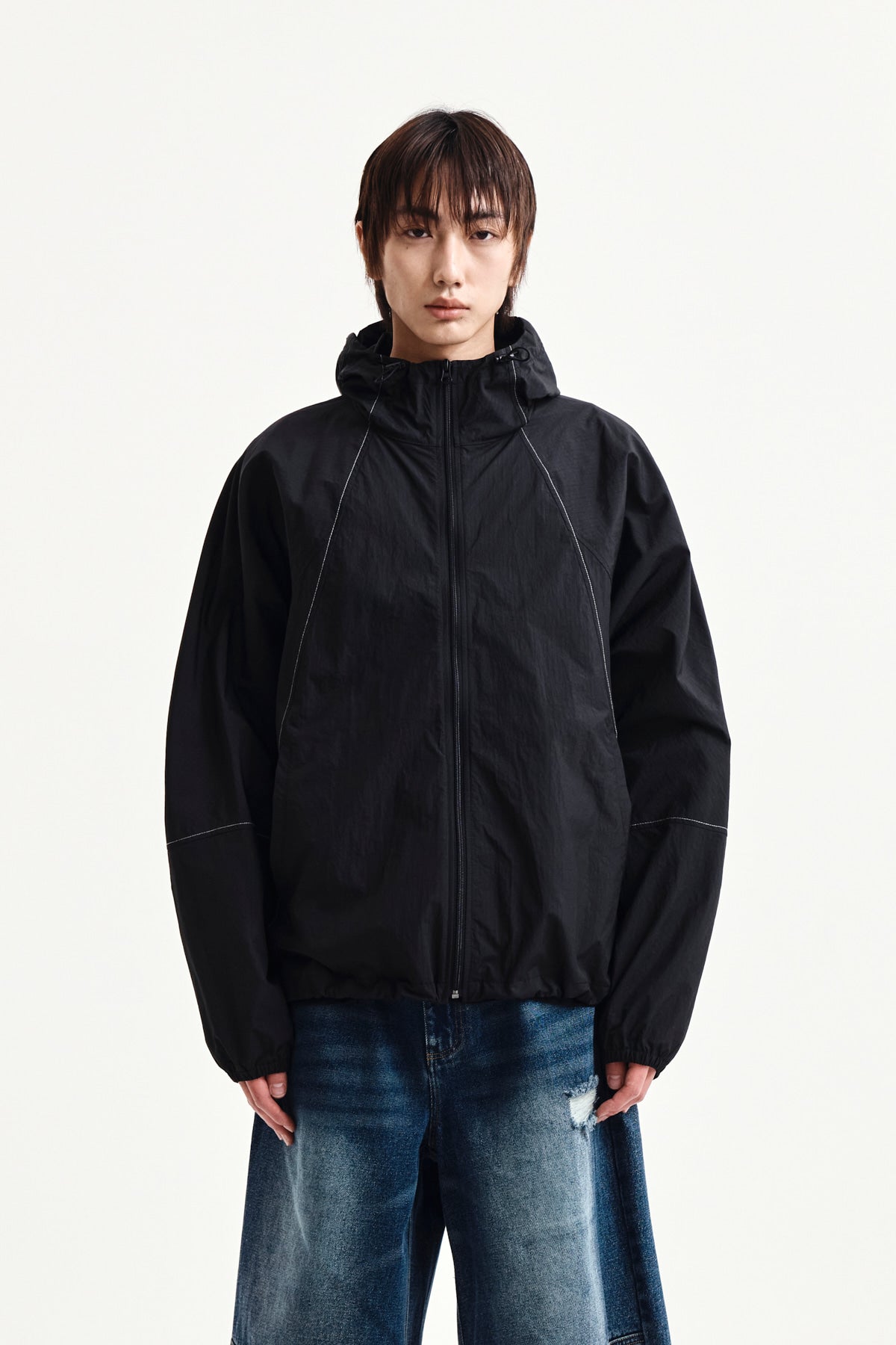 Matin Kim - Back Logo Hoody Wind Breaker (Black) product image 11 | TRAB K-Fashion Australia