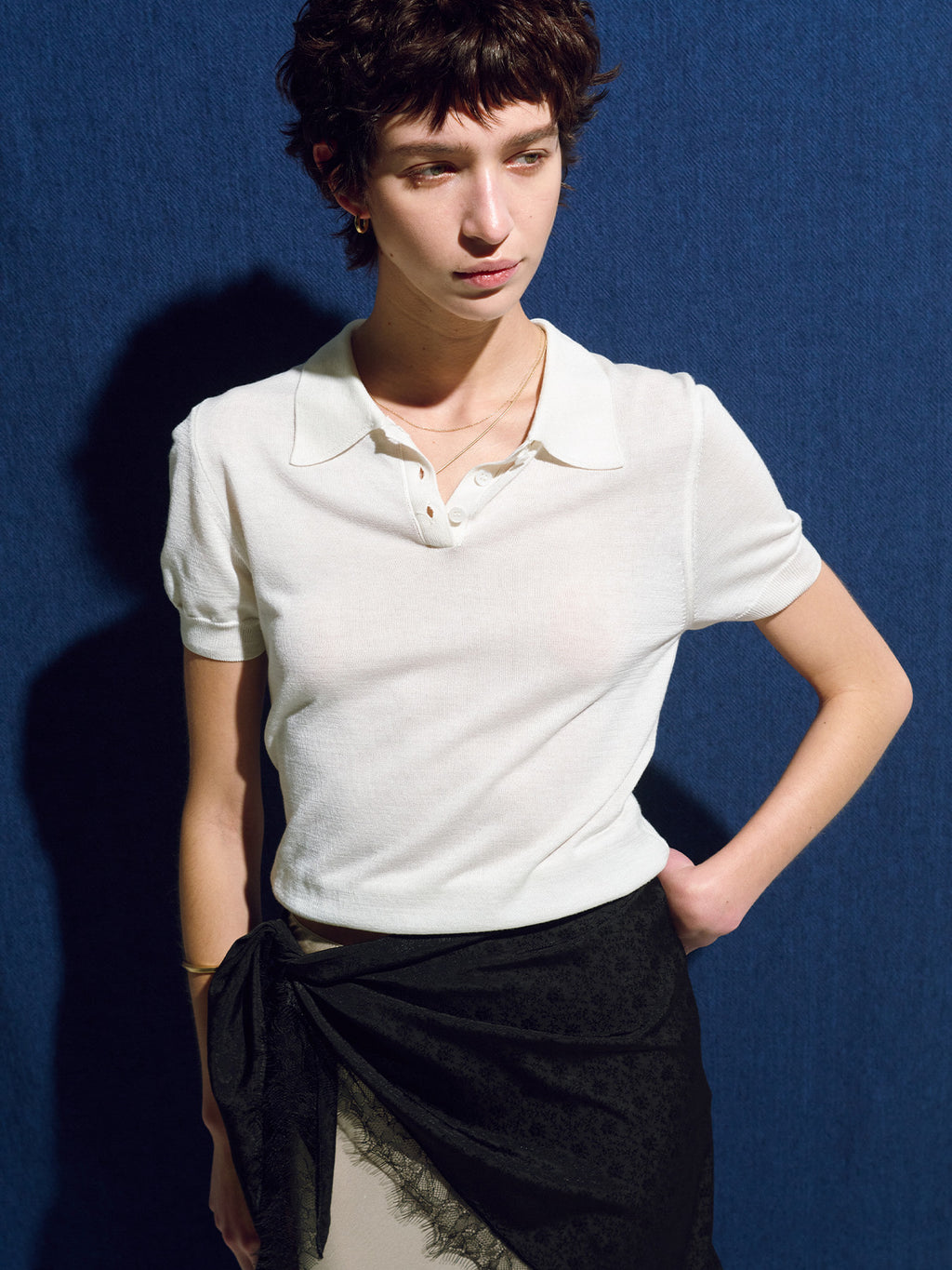 Tonywack - Silk Cotton Polo Shirt (Off White) product image 5 | TRAB K-Fashion Australia