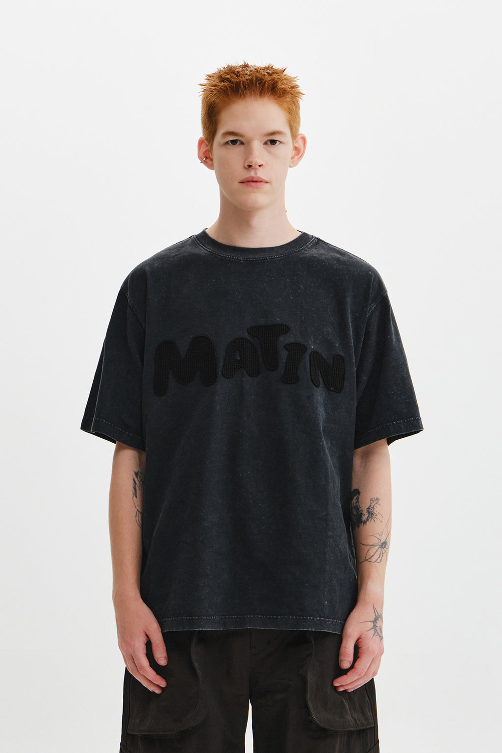 Matin Kim - Waffle Applique Logo Top (Charcoal) product image 7 | TRAB K-Fashion Australia