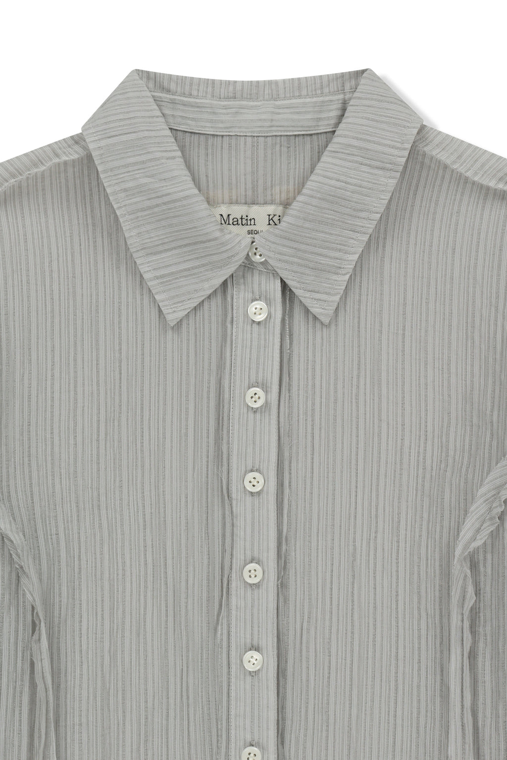 Matin Kim - Raw Edge Crinkle Blouse (Light Grey) product image 3 | TRAB K-Fashion Australia