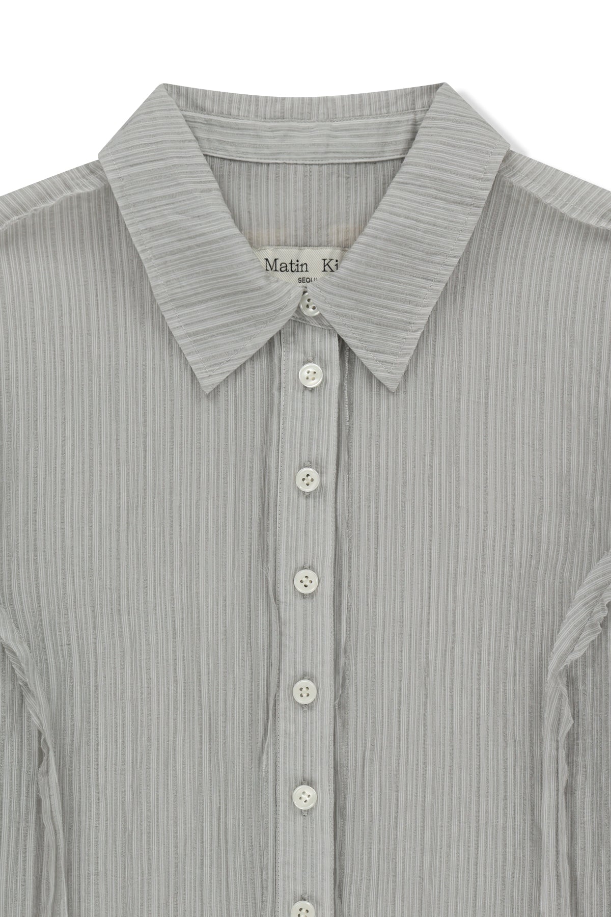 Matin Kim - Raw Edge Crinkle Blouse (Light Grey) product image 3 | TRAB K-Fashion Australia