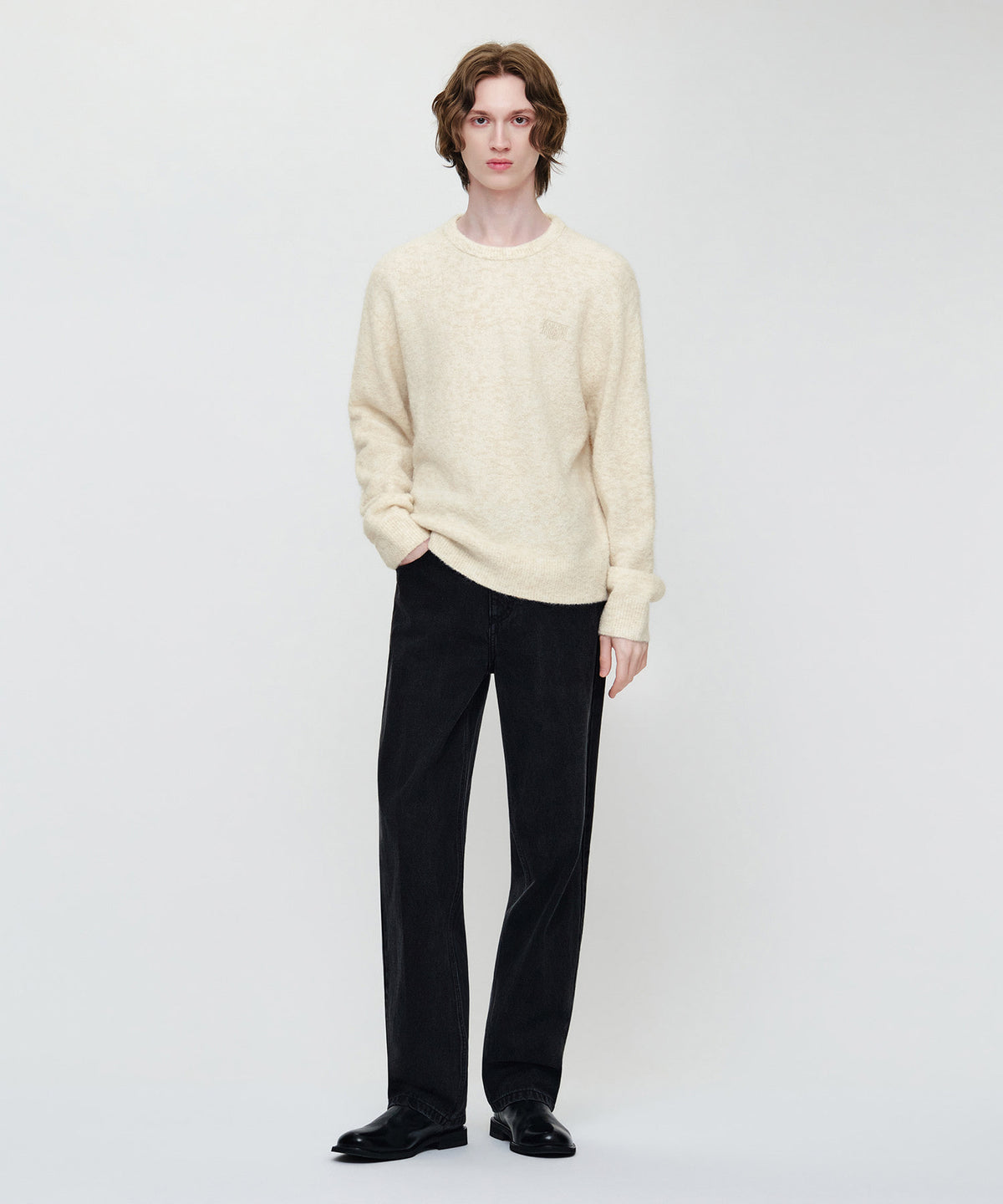 Marithe & Francois Girbaud - Small Classic Logo Boucle Knit Pullover (Ivory) product image 4 | TRAB K-Fashion Australia