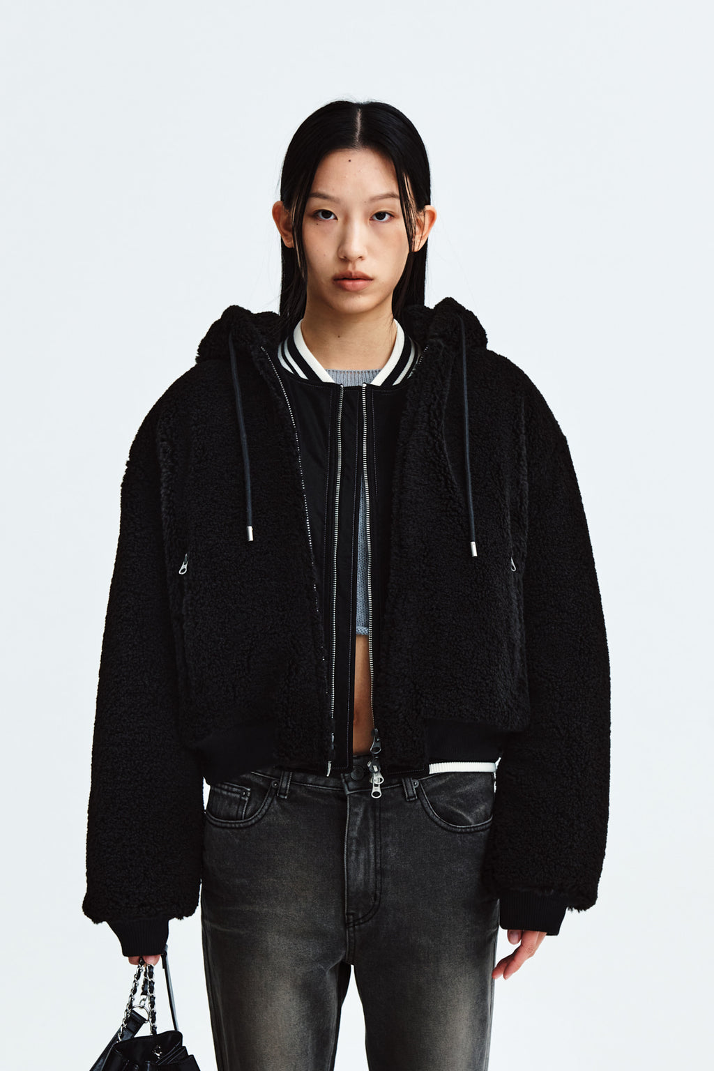 Matin Kim - Logo Point Fleece Hoody Jumper (Black) product image 5 | TRAB K-Fashion Australia