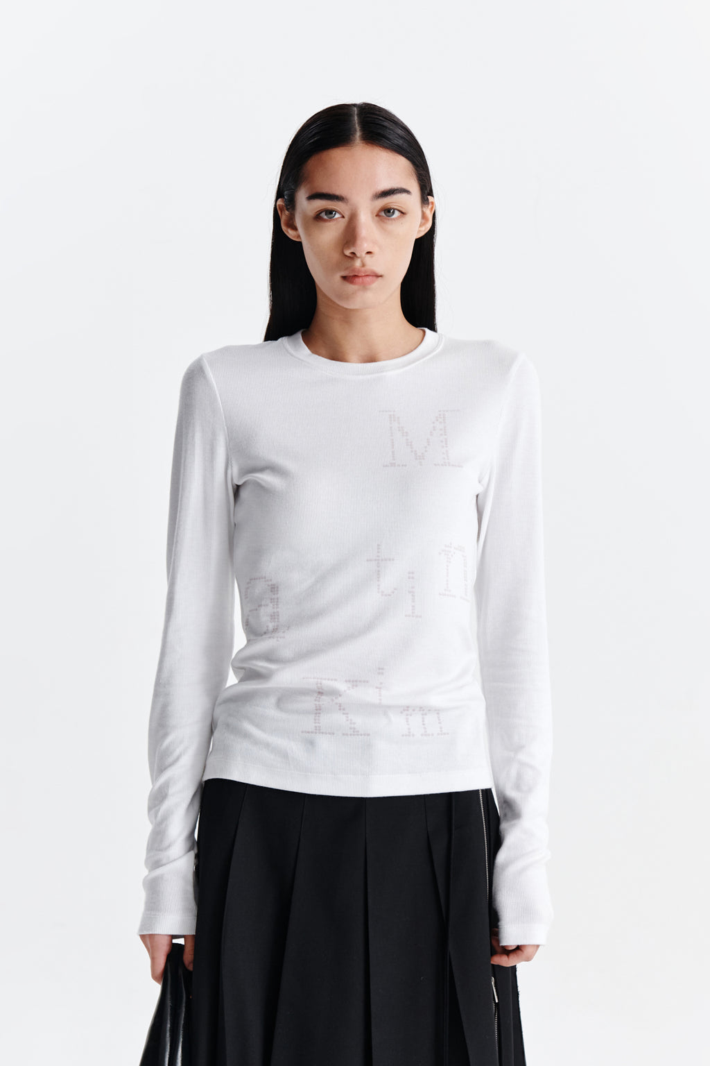 Matin Kim - Dot Graphic Logo Lettering Top (White) product image 5 | TRAB K-Fashion Australia