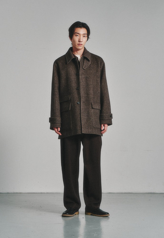 Art if acts - Handmade Car Coat (Melange Brown) product image 1 | TRAB K-Fashion Australia