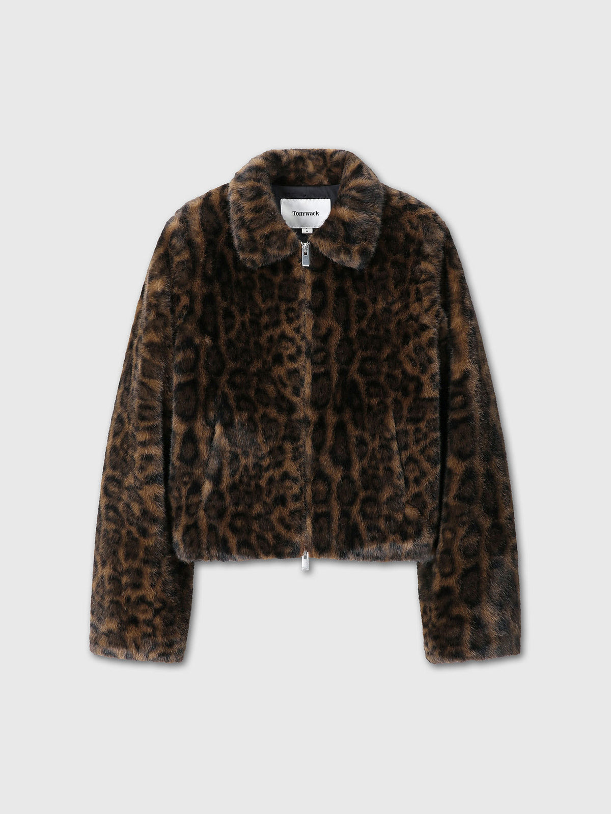 Tonywack - Leopard Faux Fur Zippered Jacket (Brown Leopard Print) product image 7 | TRAB K-Fashion Australia