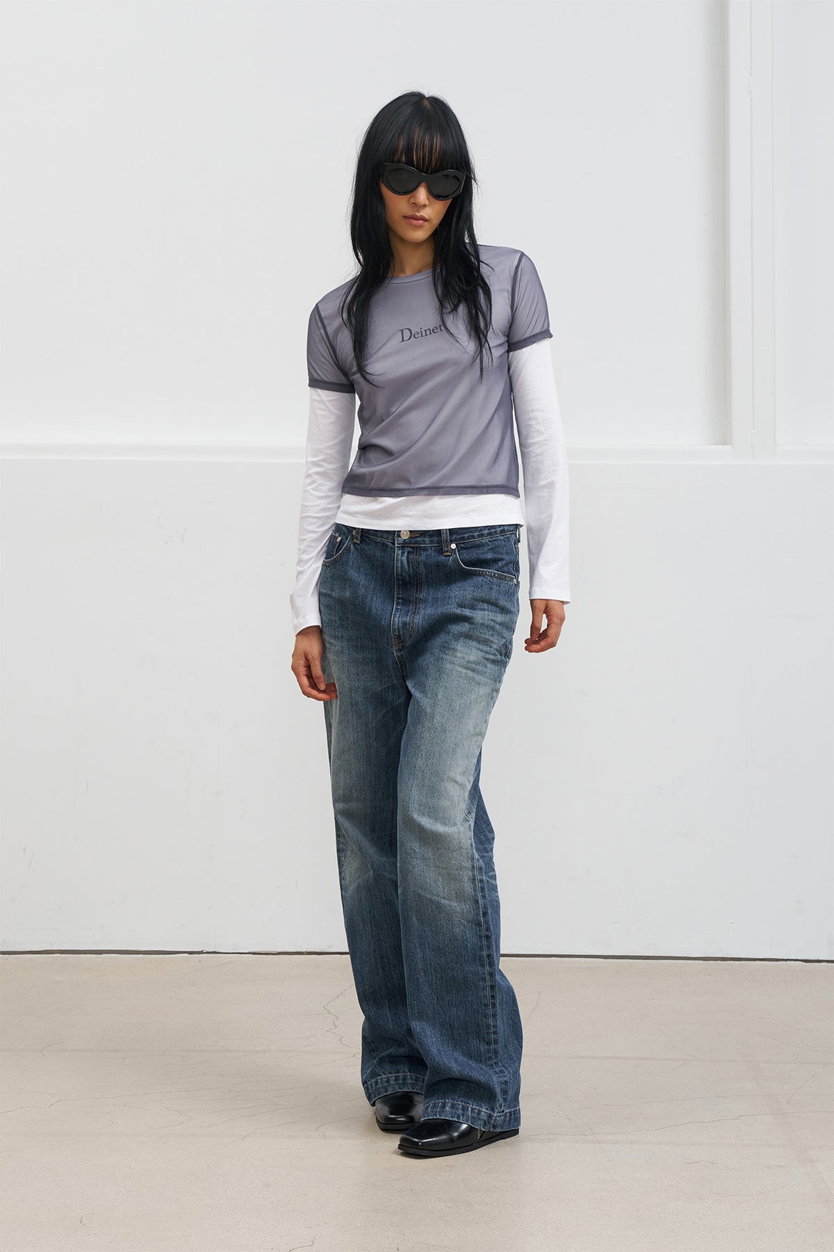 Deinet - See-Through Layered Long Sleeve (Grey) product image 4 | TRAB K-Fashion Australia