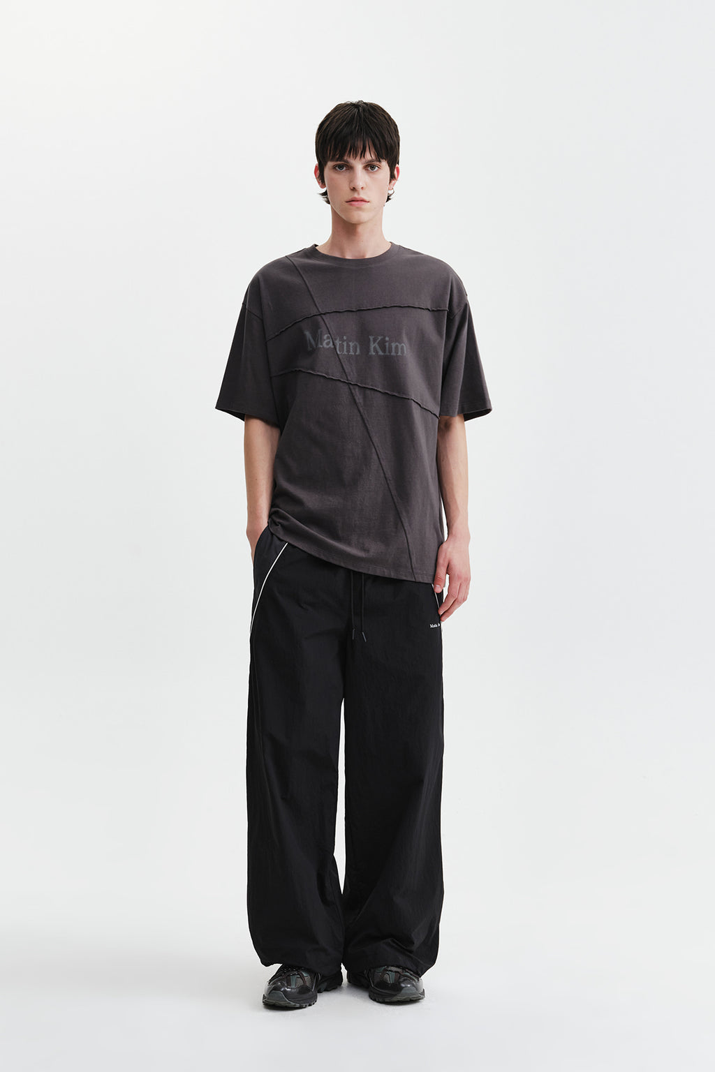 Matin Kim - Diagonal Cut Logo Top (Charcoal) product image 9 | TRAB K-Fashion Australia
