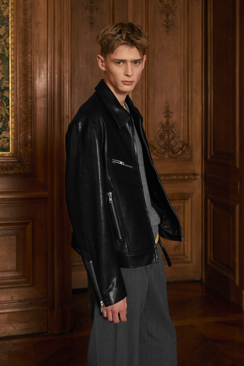STU - Lambskin Zipper Leather Jacket (Black) product image 6 | TRAB K-Fashion Australia