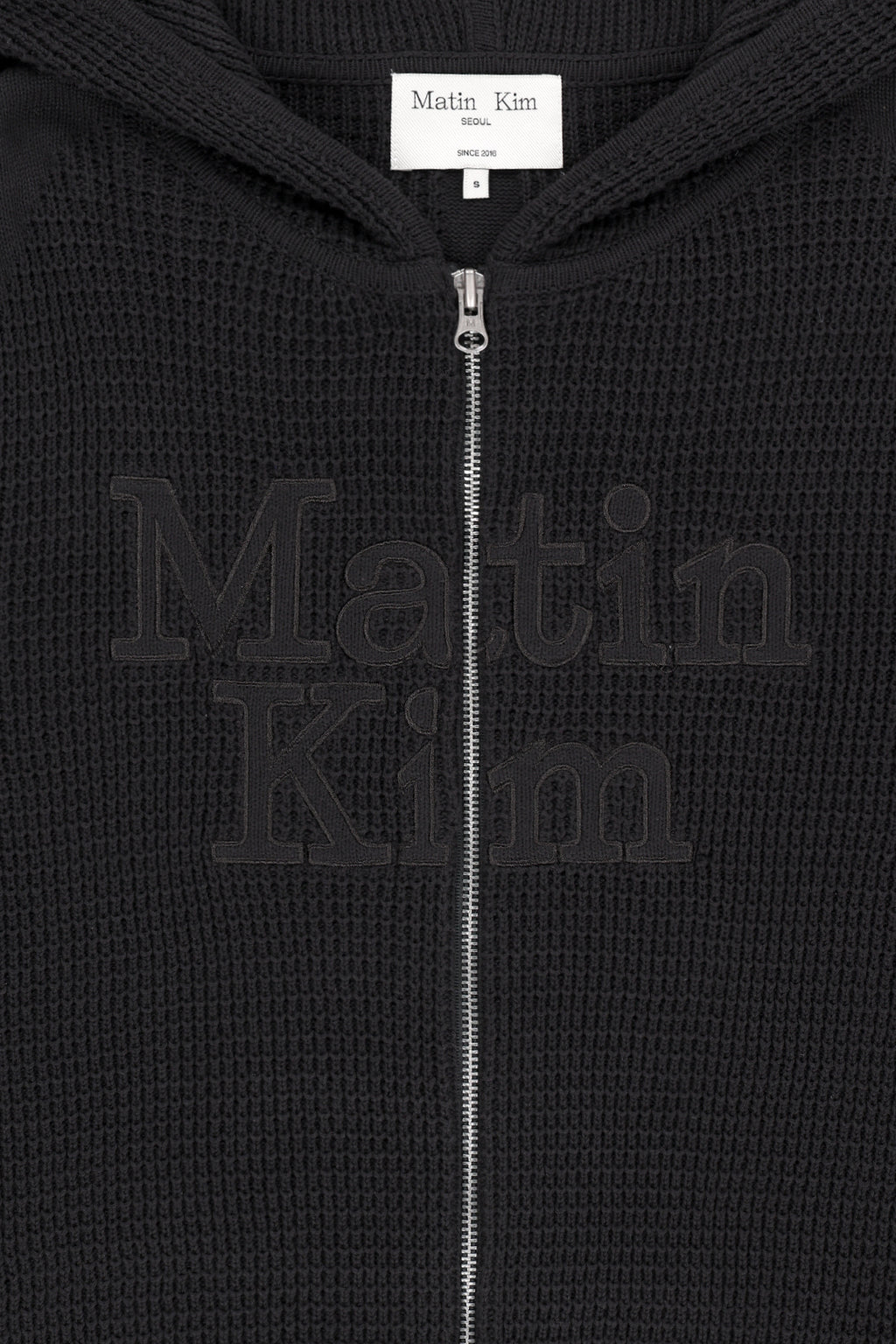Matin Kim - Waffle Texture Hoody Knit Zip Up (Charcoal) product image 6 | TRAB K-Fashion Australia