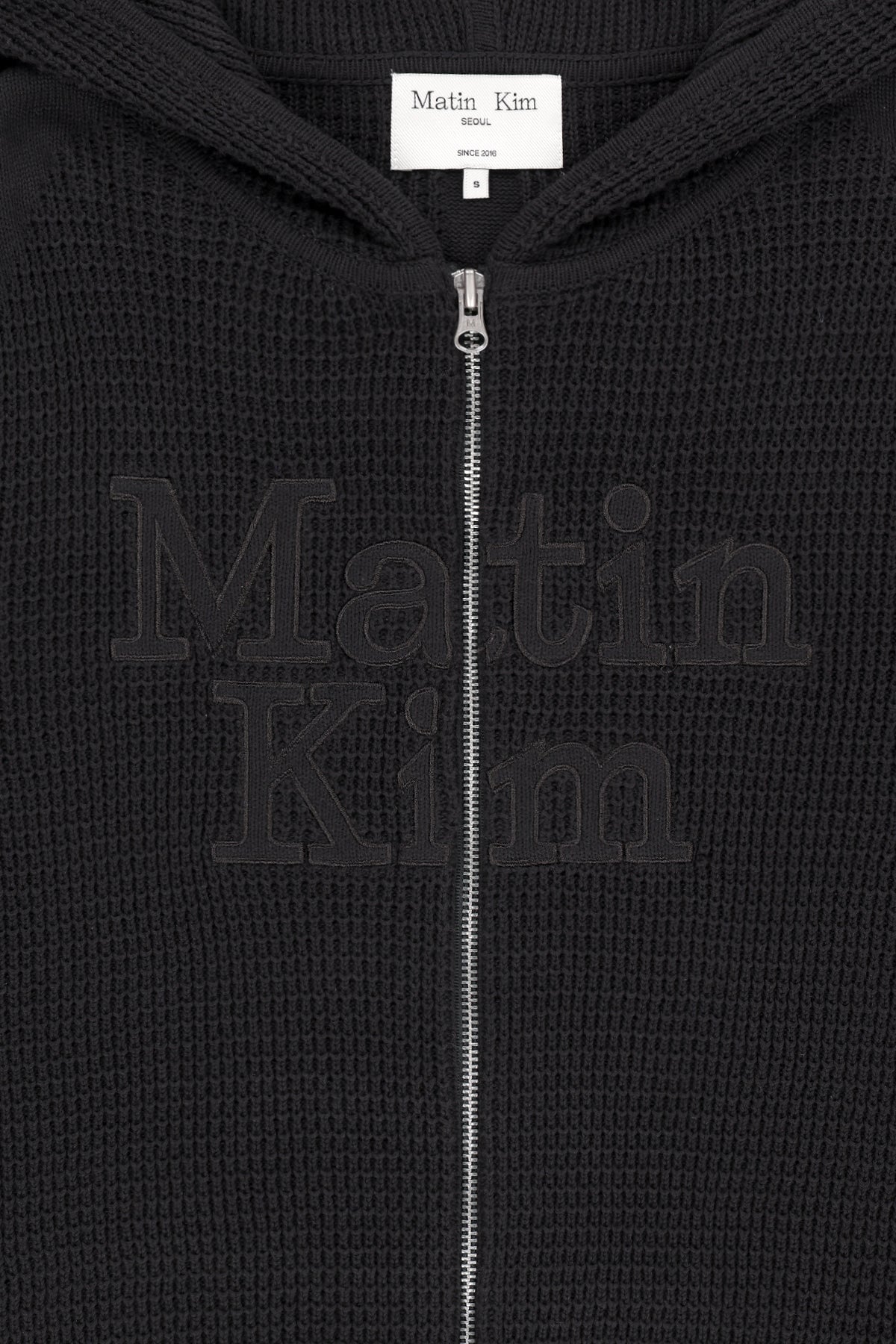 Matin Kim - Waffle Texture Hoody Knit Zip Up (Charcoal) product image 6 | TRAB K-Fashion Australia