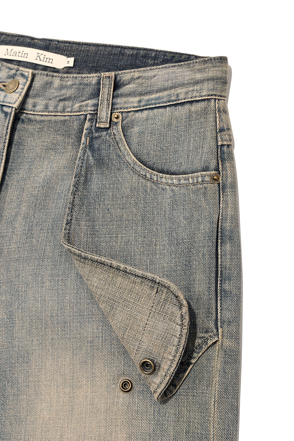 Matin Kim - Out Pocket Washed Denim Pants (Smoke Blue) product image 4 | TRAB K-Fashion Australia