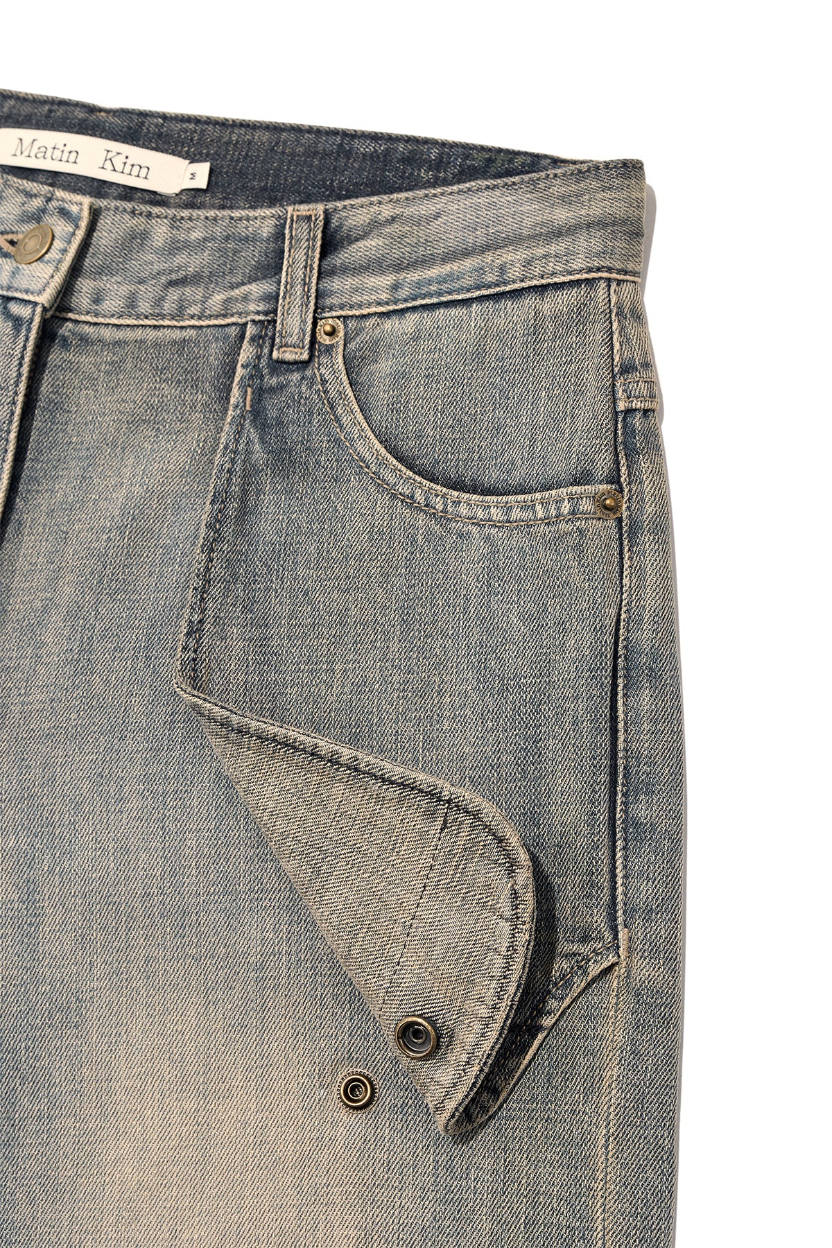 Matin Kim - Out Pocket Washed Denim Pants (Smoke Blue) product image 4 | TRAB K-Fashion Australia
