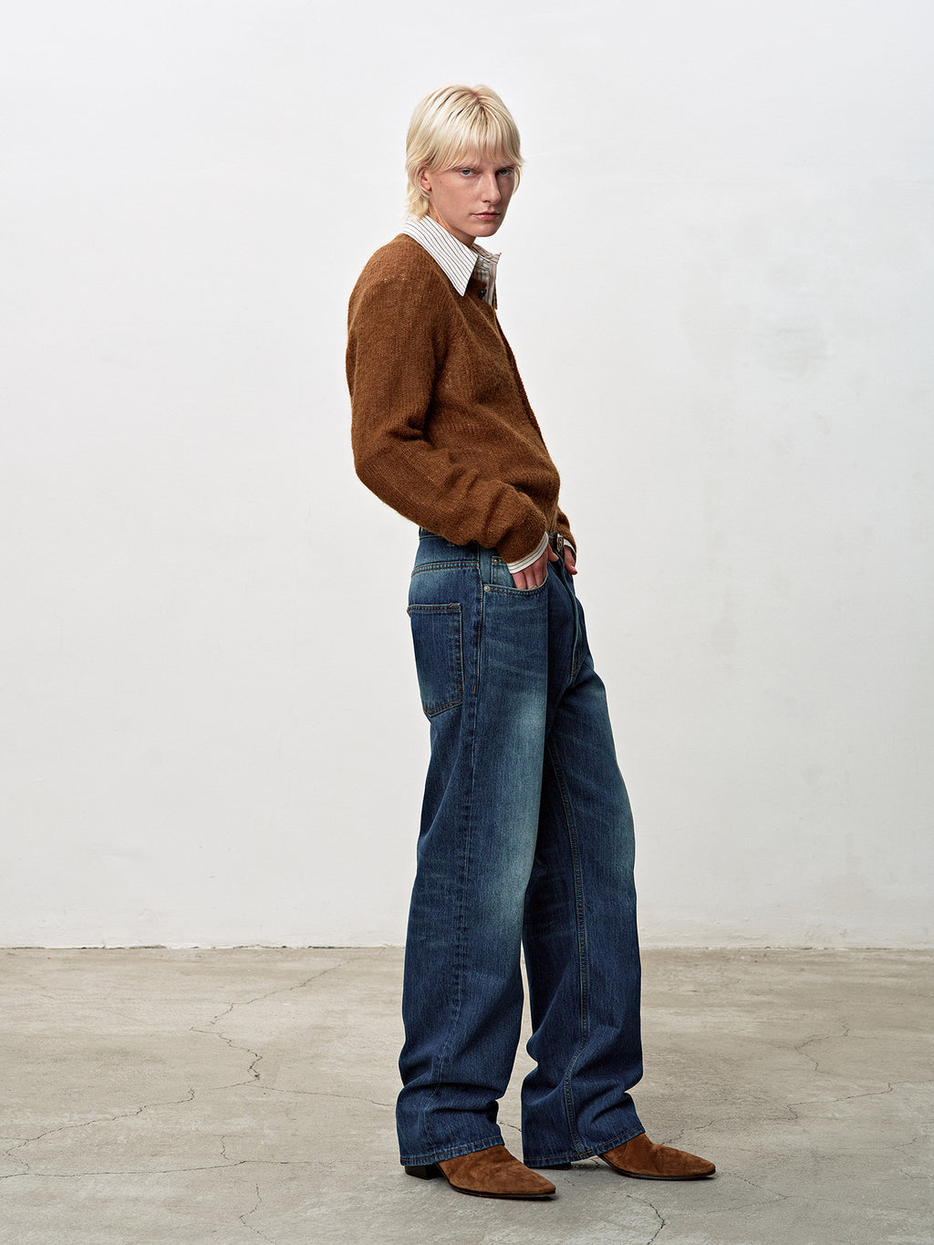 Tonywack - Wool And Mohair Ribbed Mesh Cardigan (Camel) product image 3 | TRAB K-Fashion Australia