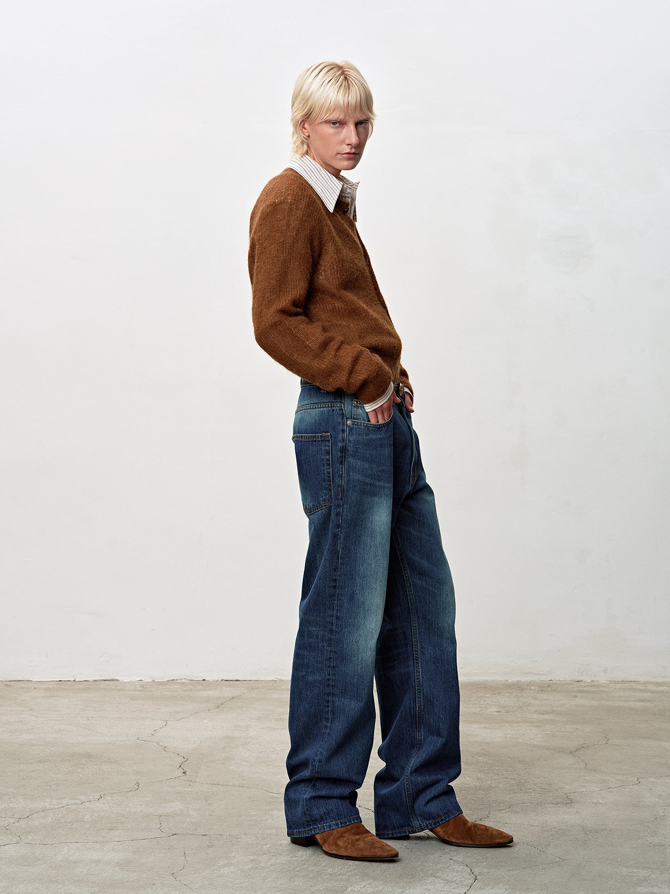 Tonywack - Wool And Mohair Ribbed Mesh Cardigan (Camel) product image 3 | TRAB K-Fashion Australia