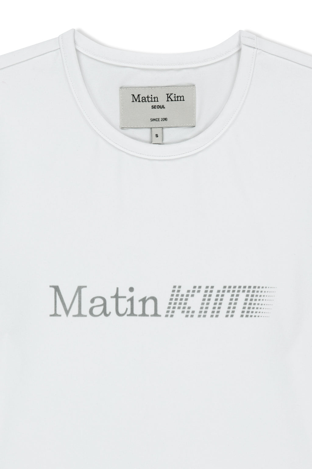 Matin Kim - Matin Pace Reflective Logo Slim Top (White) product image 3 | TRAB K-Fashion Australia