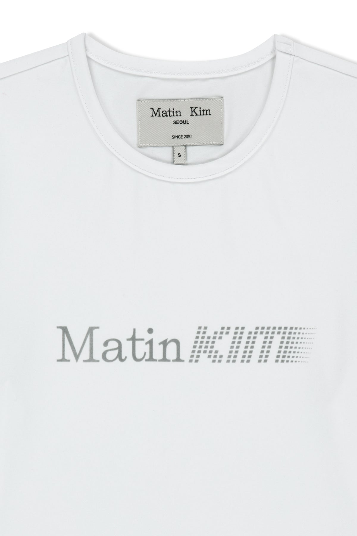 Matin Kim - Matin Pace Reflective Logo Slim Top (White) product image 3 | TRAB K-Fashion Australia