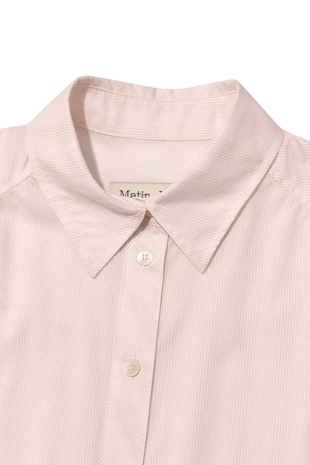 Matin Kim - Cuffs Button Point Stripe Shirt (Light Pink) product image 3 | TRAB K-Fashion Australia