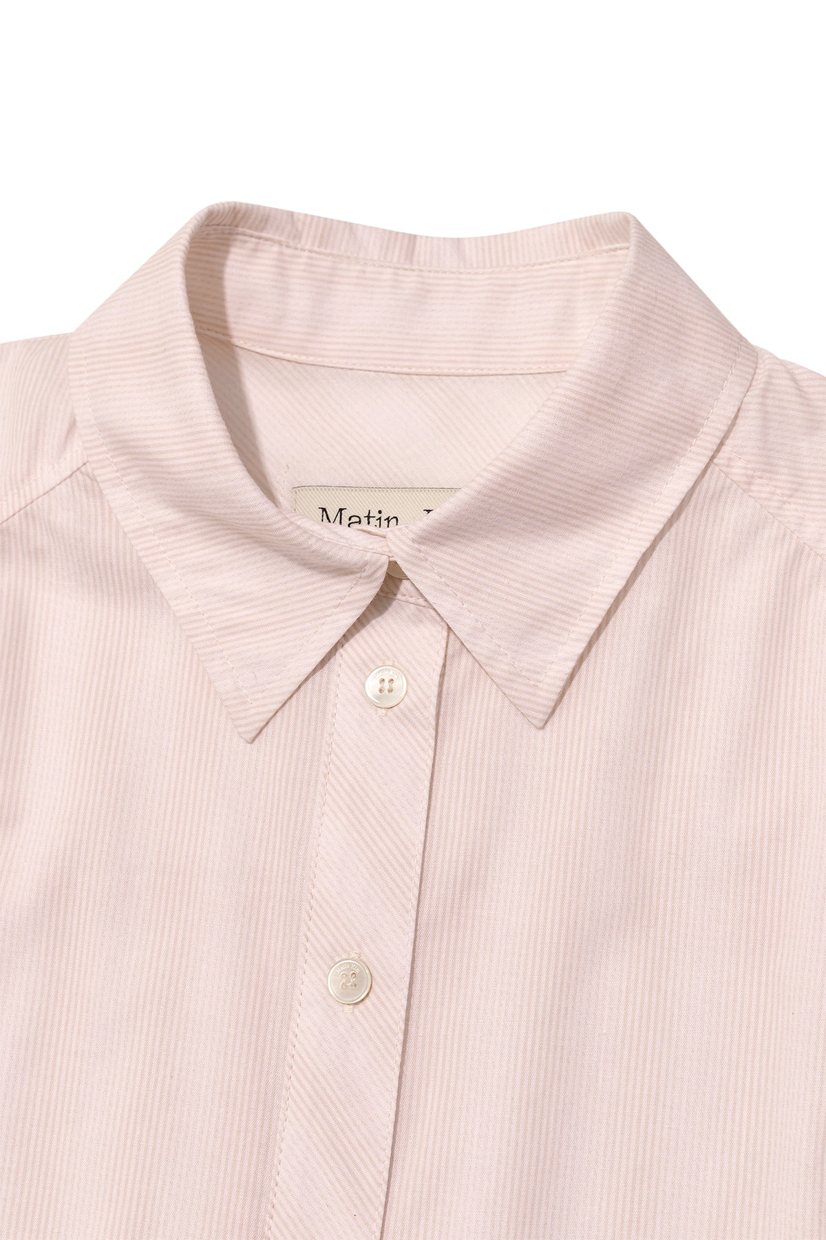 Matin Kim - Cuffs Button Point Stripe Shirt (Light Pink) product image 3 | TRAB K-Fashion Australia