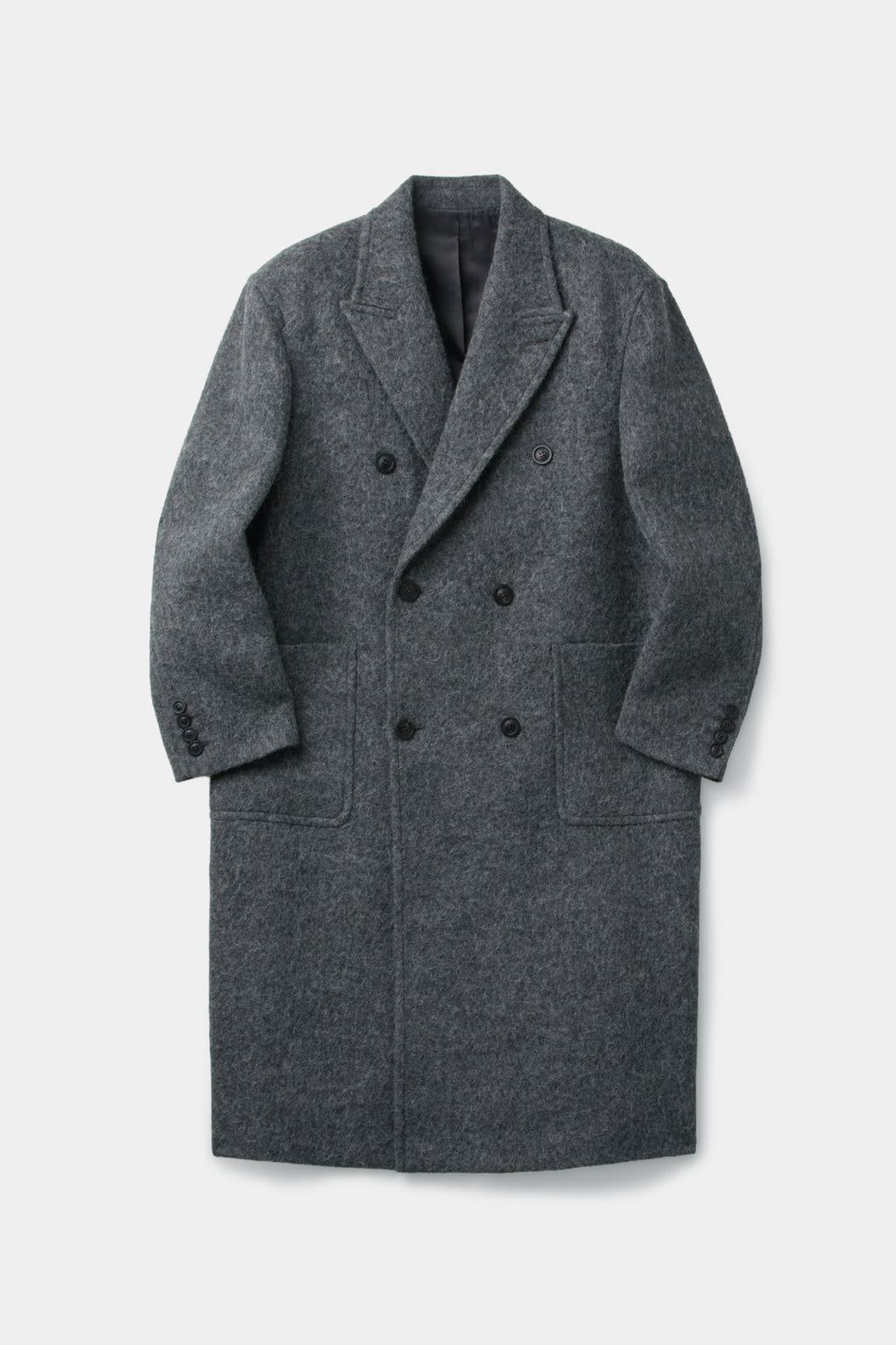 Coor - Hairy Peaked Lapel Double Coat (Melange Gray) product image 1 | TRAB K-Fashion Australia