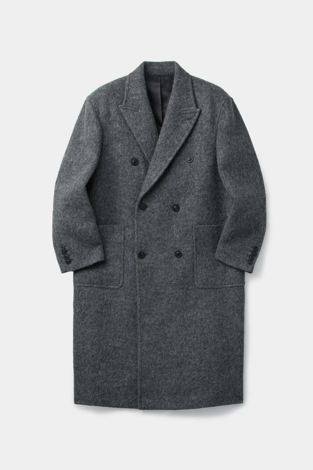 Coor - Hairy Peaked Lapel Double Coat (Melange Gray) product image 1 | TRAB K-Fashion Australia