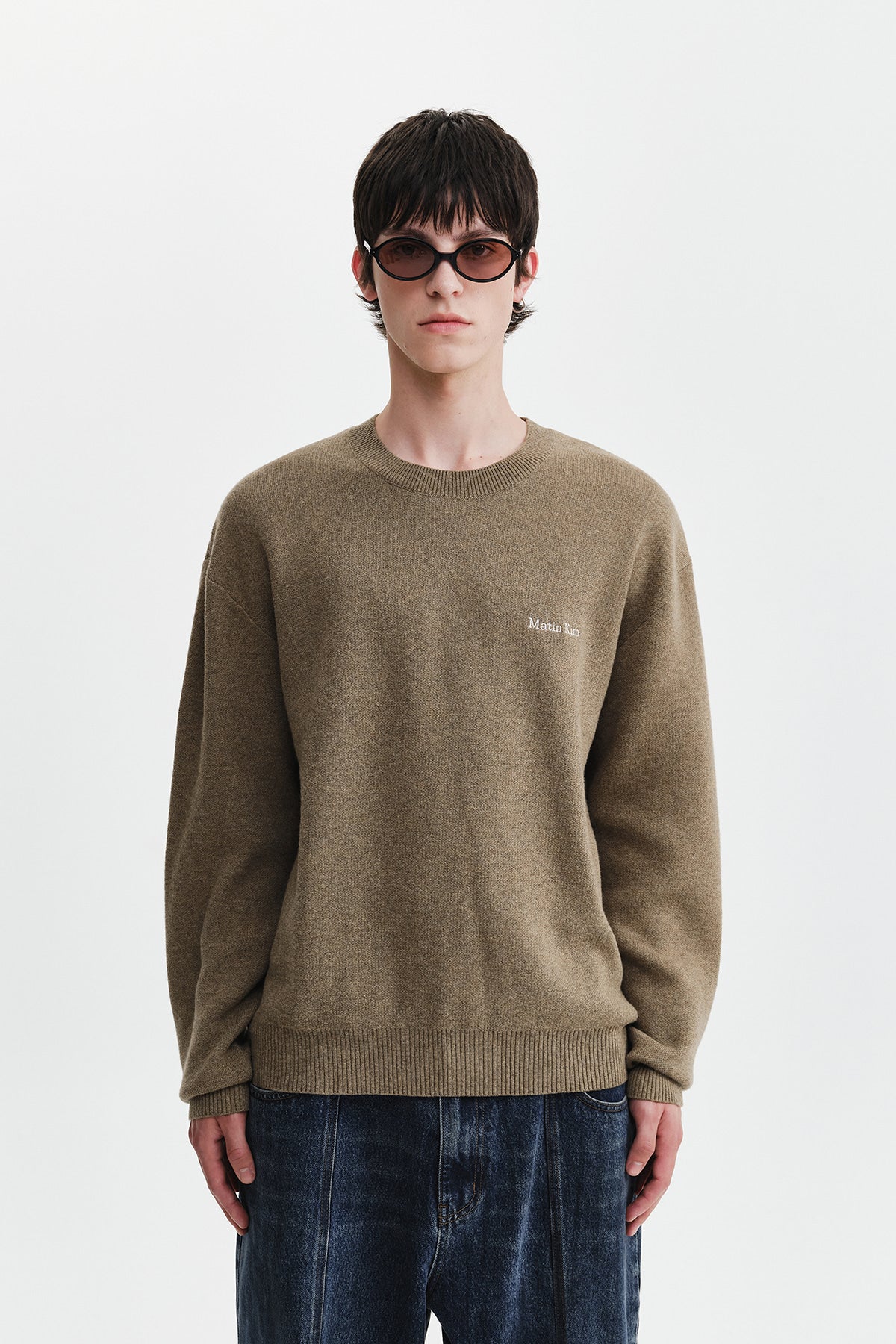 Matin Kim - Calligraphy Back Logo Knit Pullover (Khaki) product image 7 | TRAB K-Fashion Australia