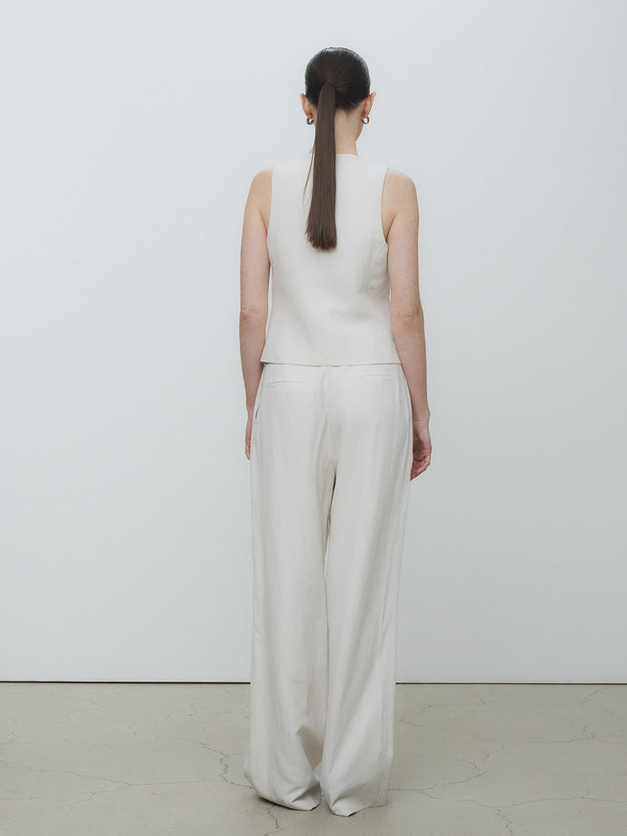 Tonywack - Linen Two Pleats Wide Pants (Ivory) product image 3 | TRAB K-Fashion Australia