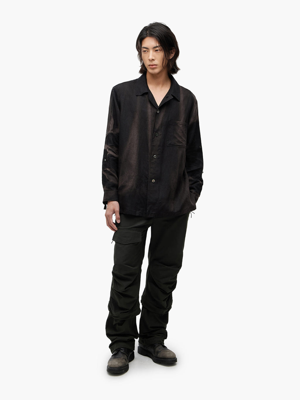 Jiyong Kim - Sun-Bleached Strap Shirt (Black) product image 1 | TRAB K-Fashion Australia