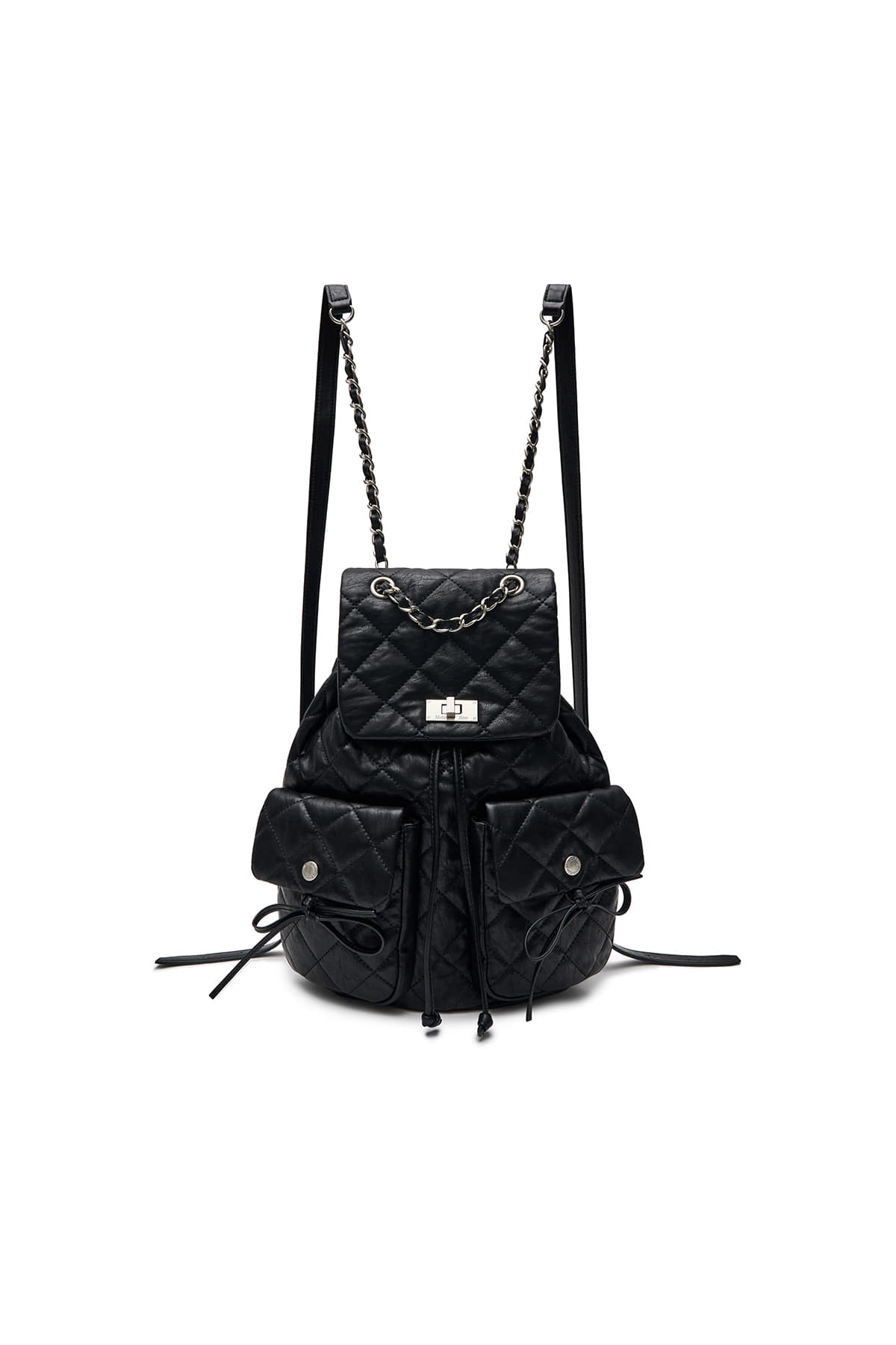 Matin Kim - Double Pocket Quilting Backpack (Black) product image 1 | TRAB K-Fashion Australia