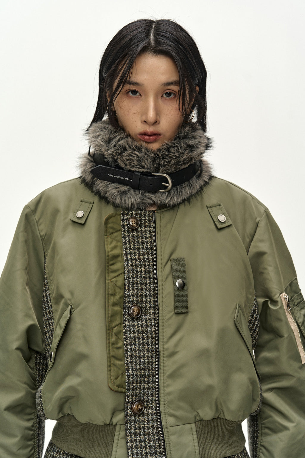 Andersson Bell - Unisex Deconstructed Layered Bomber Coat (Sage) product image 6 | TRAB K-Fashion Australia