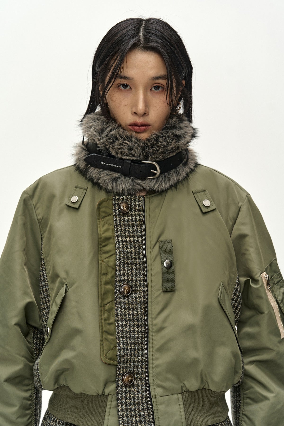 Andersson Bell - Unisex Deconstructed Layered Bomber Coat (Sage) product image 6 | TRAB K-Fashion Australia