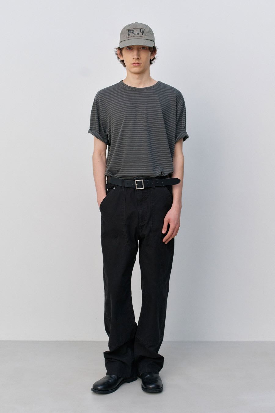 Insilence - Striped Dyed T-shirt (Charcoal) product image 1 | TRAB K-Fashion Australia