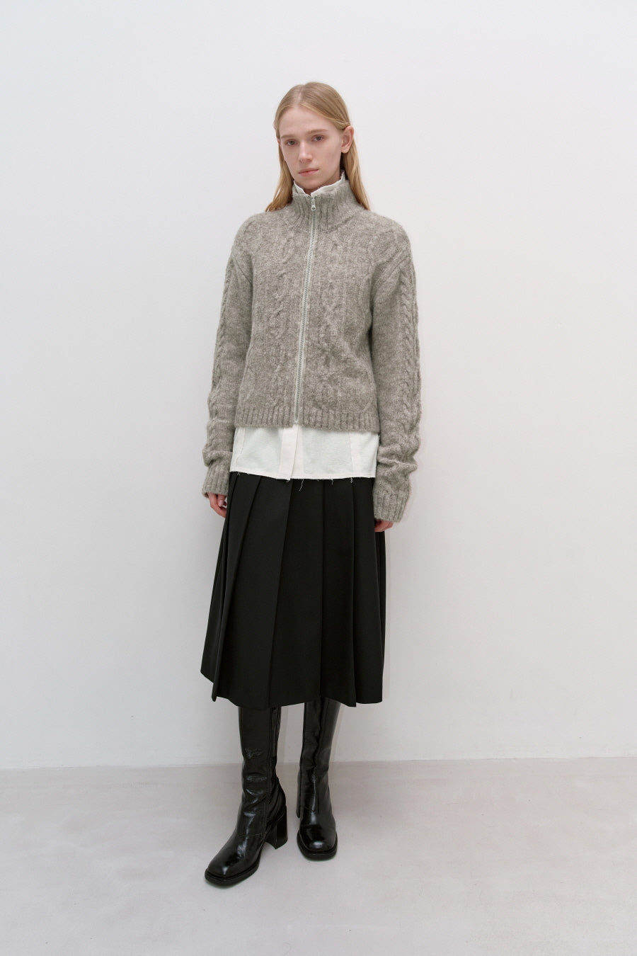 Insilence - Twist Half Zip-up Knit (Melange Brown) product image 6 | TRAB K-Fashion Australia