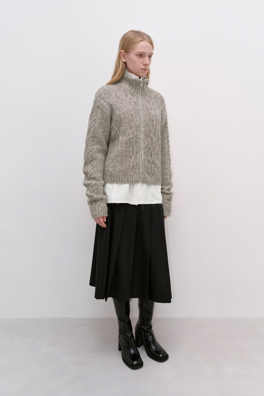 Insilence - Twist Half Zip-up Knit (Melange Brown) product image 5 | TRAB K-Fashion Australia