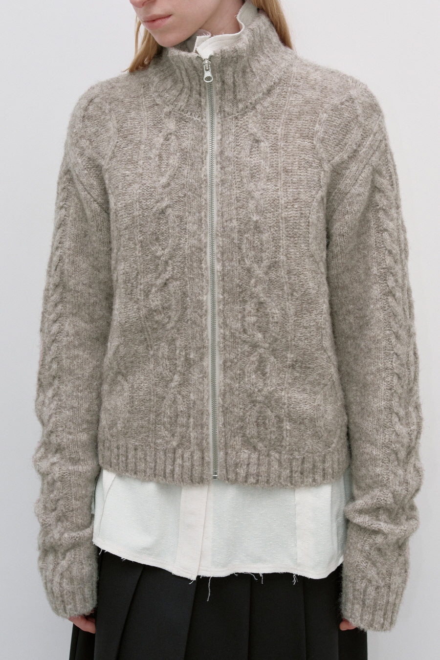 Insilence - Twist Half Zip-up Knit (Melange Brown) product image 3 | TRAB K-Fashion Australia