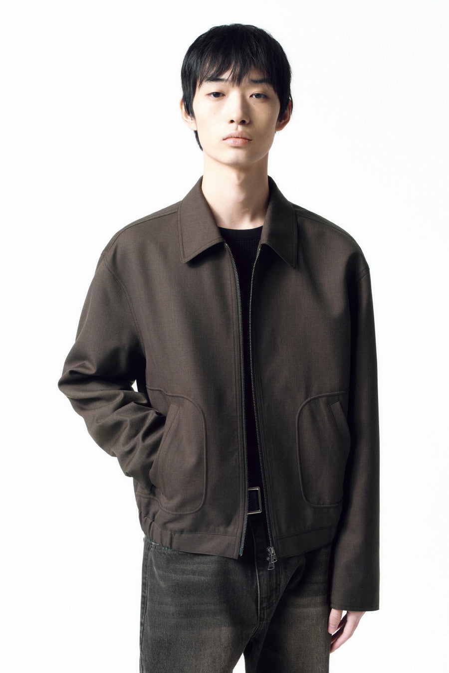 Insilence - Wool Drizzler Blouson (Melange Brown) product image 2 | TRAB K-Fashion Australia