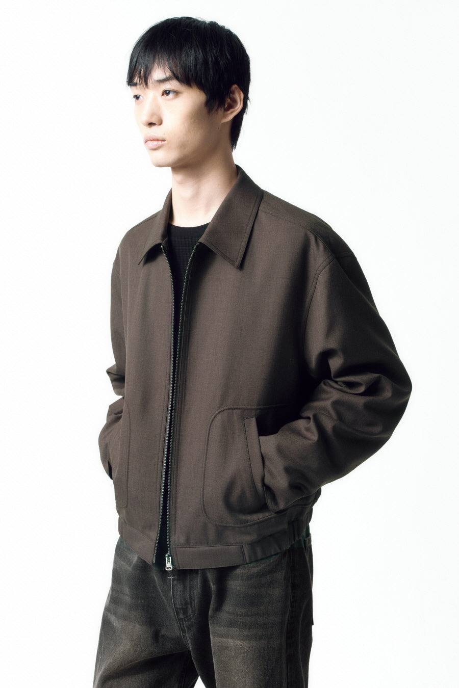 Insilence - Wool Drizzler Blouson (Melange Brown) product image 3 | TRAB K-Fashion Australia