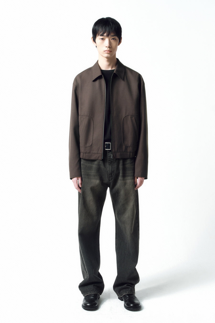 Insilence - Wool Drizzler Blouson (Melange Brown) product image 1 | TRAB K-Fashion Australia